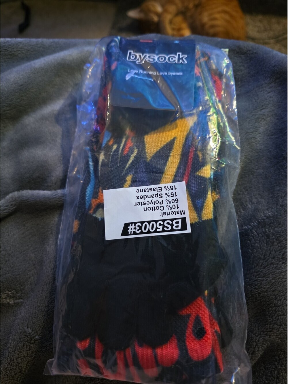 BYSOCK 'Love Running' Unisex Running Toe Socks Black Comic Zap!, Bang! NWT